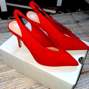 ALDO Minett Slingback Heels Pumps Burnt Red Orange Suede. Brand New w/ Box Sz 9